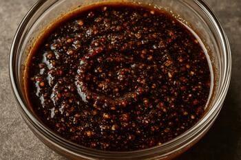 Cam kasede nar ekşisi ve baharatla koyu renkli marine