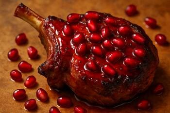 Nar taneleriyle kuzu: parlak asidik glaze, sıcak yüzey