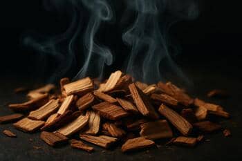 Dumanlanmış tahta parçaları; hafif is kokusu çağrışımı