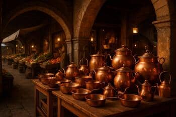 Kemer altında bakır tezgâhı; sıcak parlama