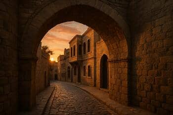 İçerişehir’de gün batımı; taş kemer ve sıcak ışık