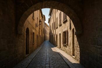 Başlangıç: taş kemer altında dar sokak