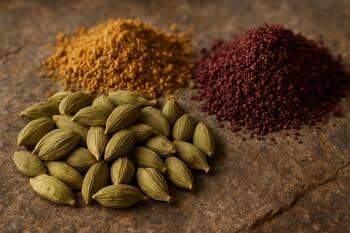 Kakule, kişniş ve sumak; sıcak baharat karışımı